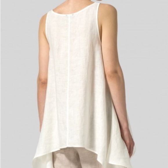 VIVID LINEN HANDKERCHIEF SLEEVELESS OFF WHITE TOP SIZE 3X - Picture 2 of 10